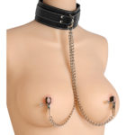 Imagine the seductive combination of PU leather and metal, collar and clamp...pleasure and pain.