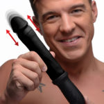 Get a handle on your pleasure with this vibrating and automatic thrusting dildo!